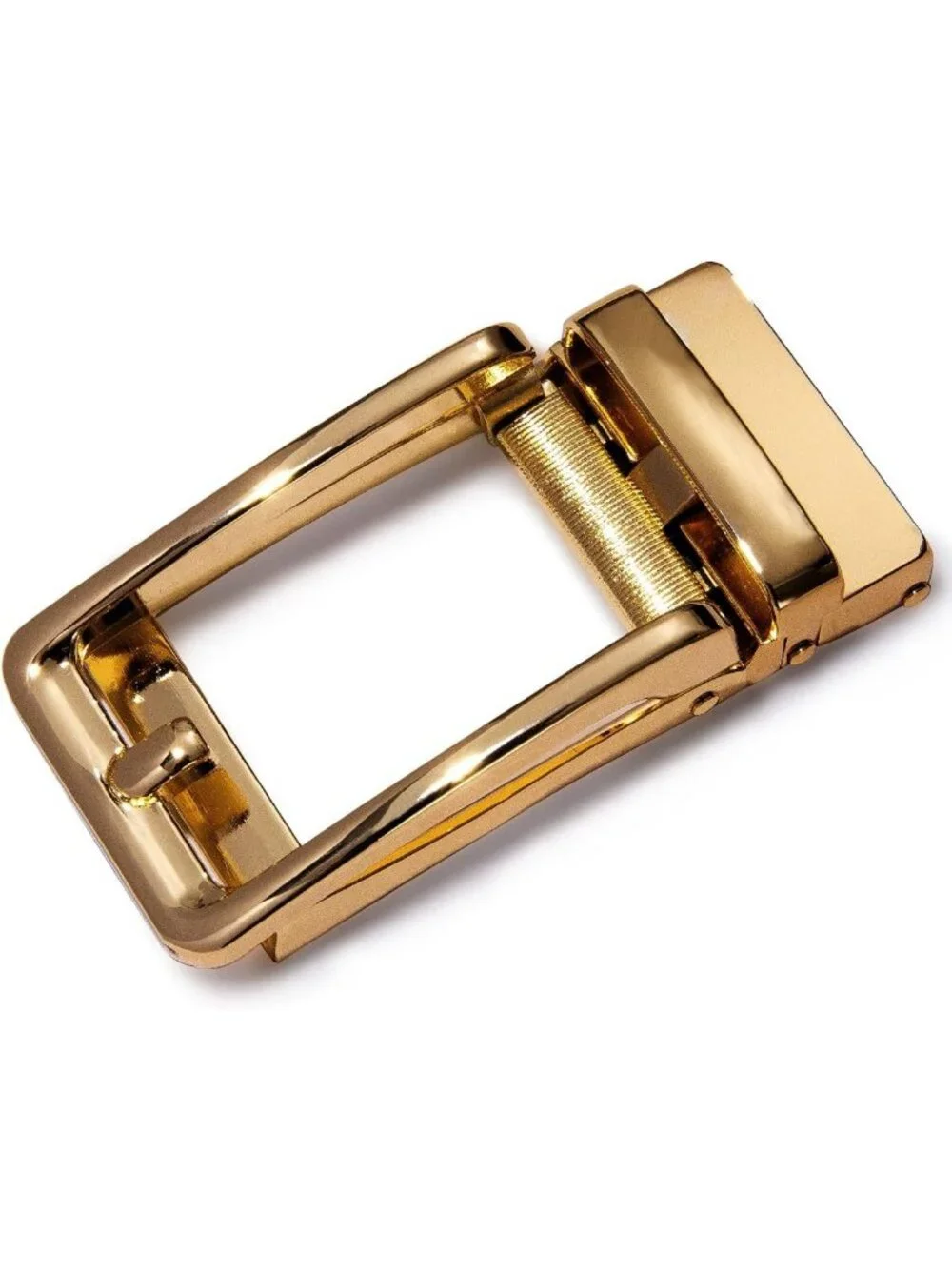 Adjustable Men's Leather Ratchet Belt with Gold Click Buckle - Stylish